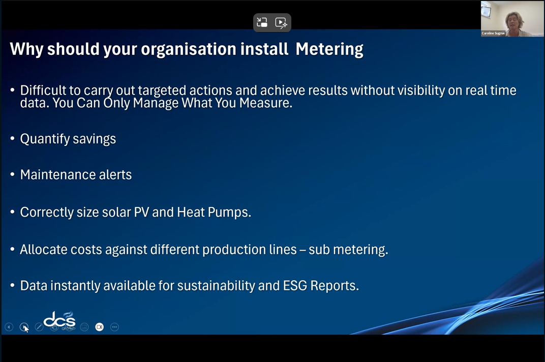 Slide from the Smart metering webinar - Why should your company install metering?