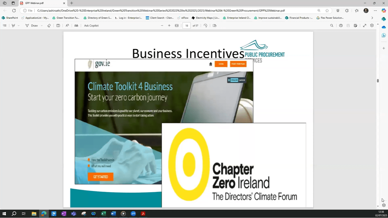 Screenshot from the webinar Understanding Green Public Procurement
